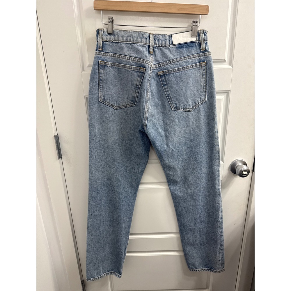 RE/DONE 70's Straight High Rise Distressed Jeans Light Wash Denim Size 28 - Picture 3 of 3